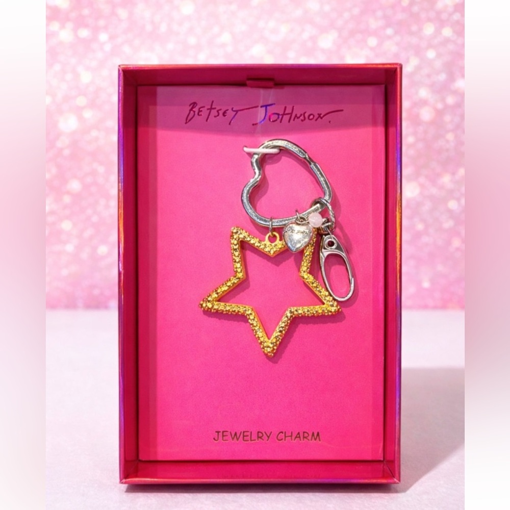 Betsey Johnson Ombre crystal star charm Keychain Bag Charm NIB / NWT